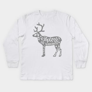 Explore The Wilderness Outdoors Shirt, Hiking Shirt, Adventure Shirt Kids Long Sleeve T-Shirt